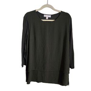Michael Michael Kors NWT Ivy Green Mixed Media Long Sleeve Tunic Top Size L
